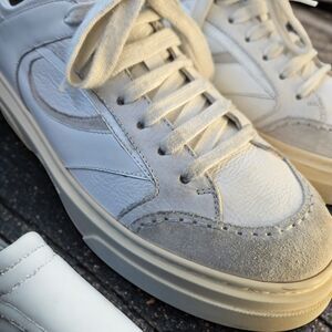 SALVATORE FERRAGAMO Cassina Mix Sz 8.5 M Men Sneakers White Calf Suede leather